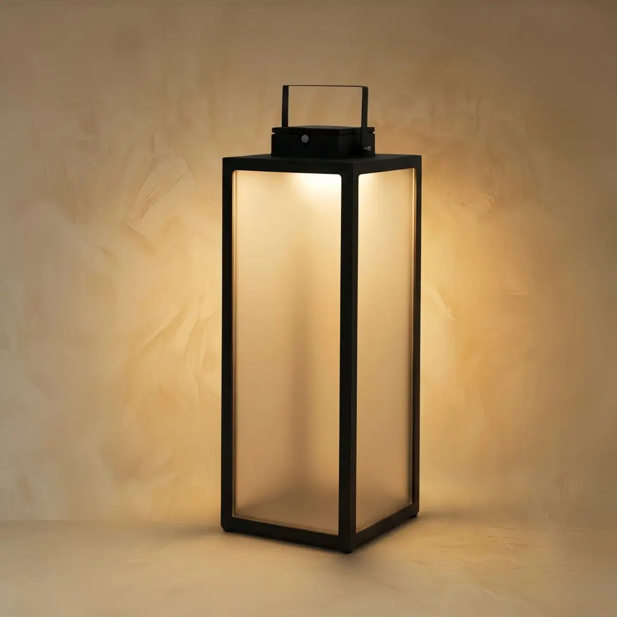 Solara Minimalist LED Outdoor Lantern -- Stainless Steel & PC Black for Garden