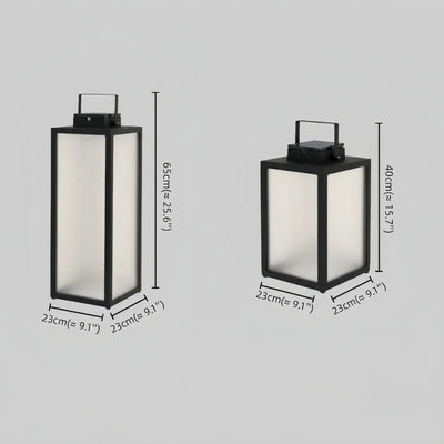Solara Minimalist LED Outdoor Lantern -- Stainless Steel & PC Black for Garden Size