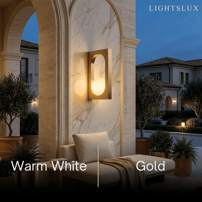 Modern Outdoor Wall Lamp -- Stainless Steel & PC Black/Gold for Patio