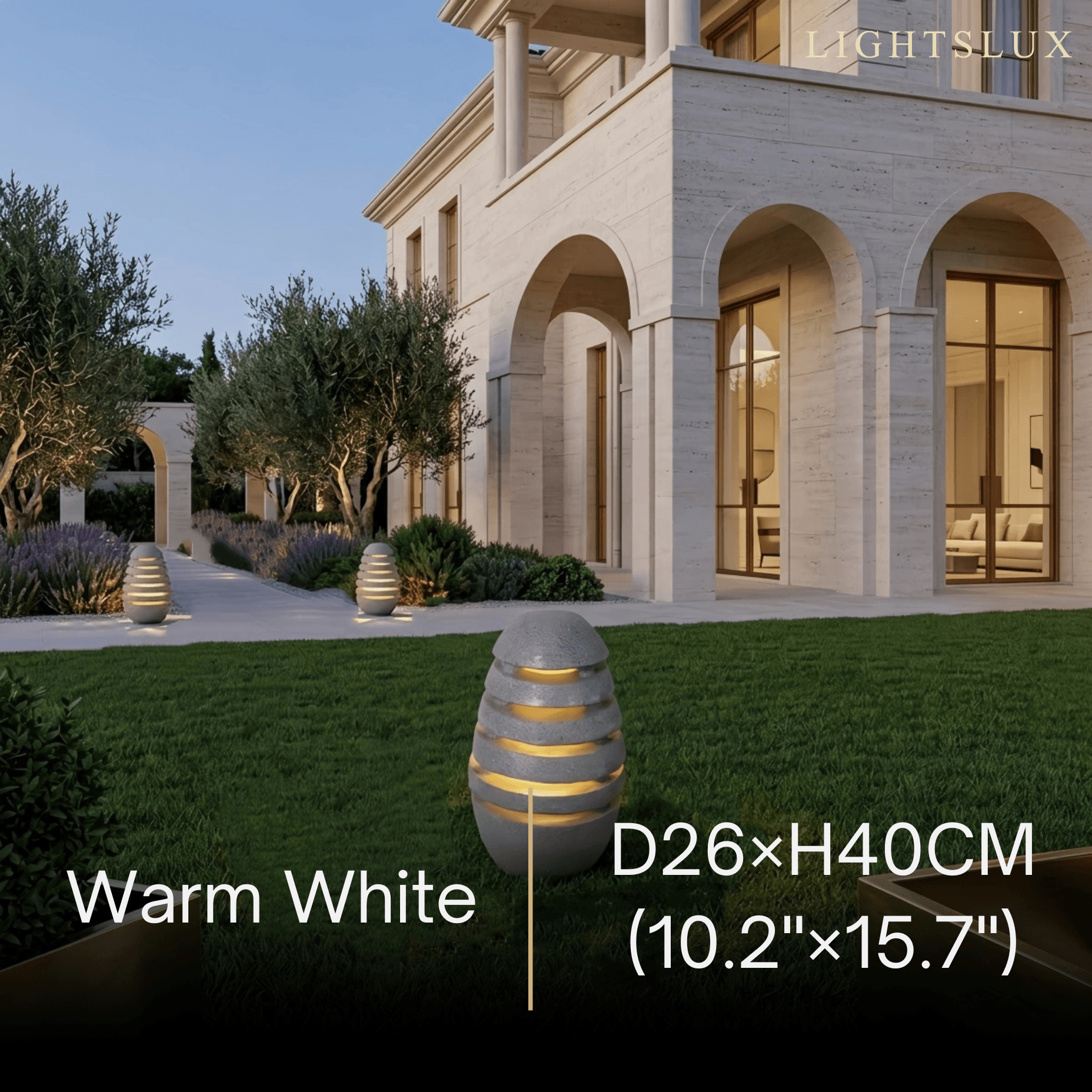 Solara Natural Floor Lamp--Resin Stone-gray for Outdoor Courtyard