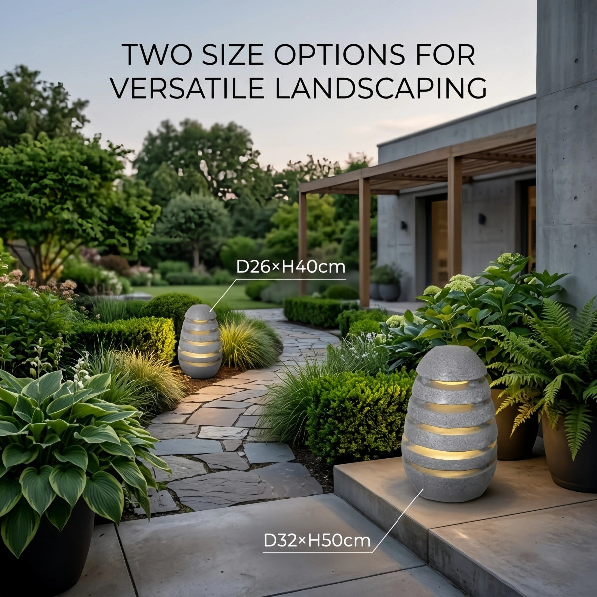 Solara Natural Floor Lamp--Resin Stone-gray for Outdoor Yard
