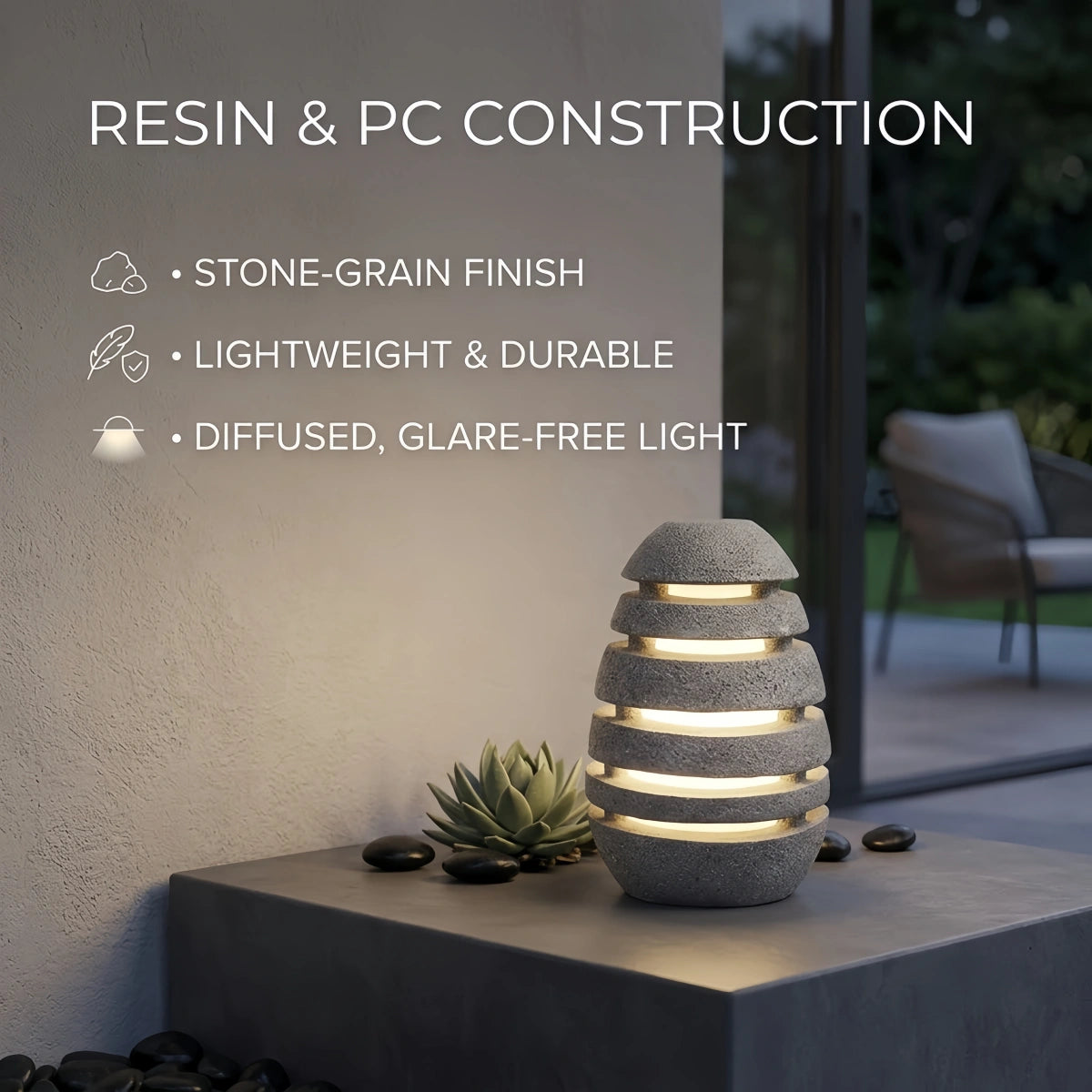 Solara Natural Floor Lamp--Stone-gray for Outdoor Yard