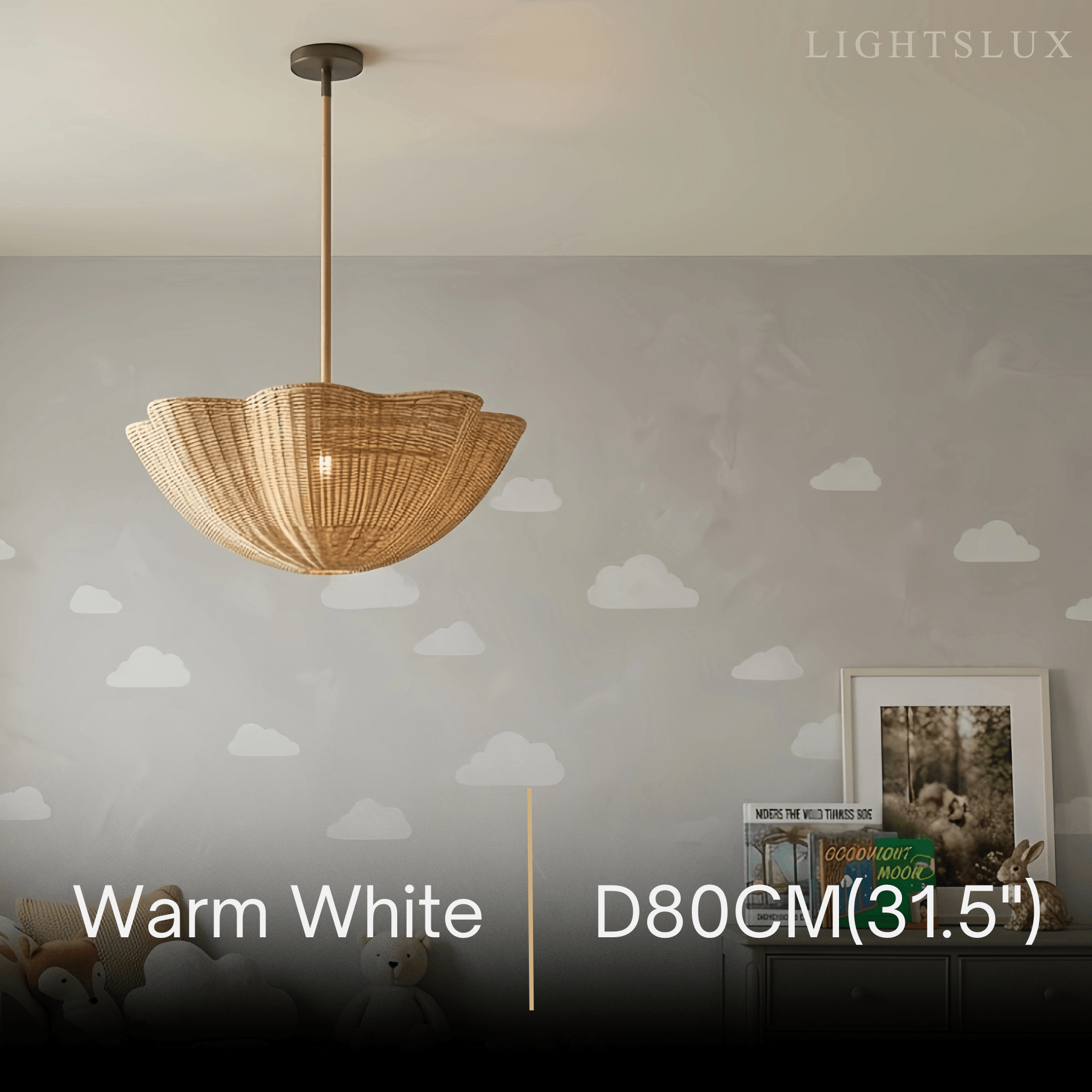 Modern Pendant Light - Scalloped Woven Rattan & Iron for Dining Room