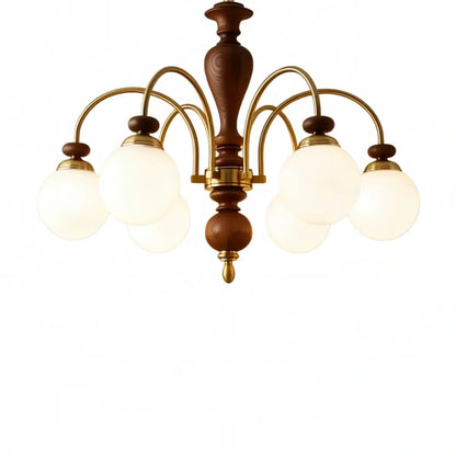 Velora Classic Wood & Glass Chandelier
