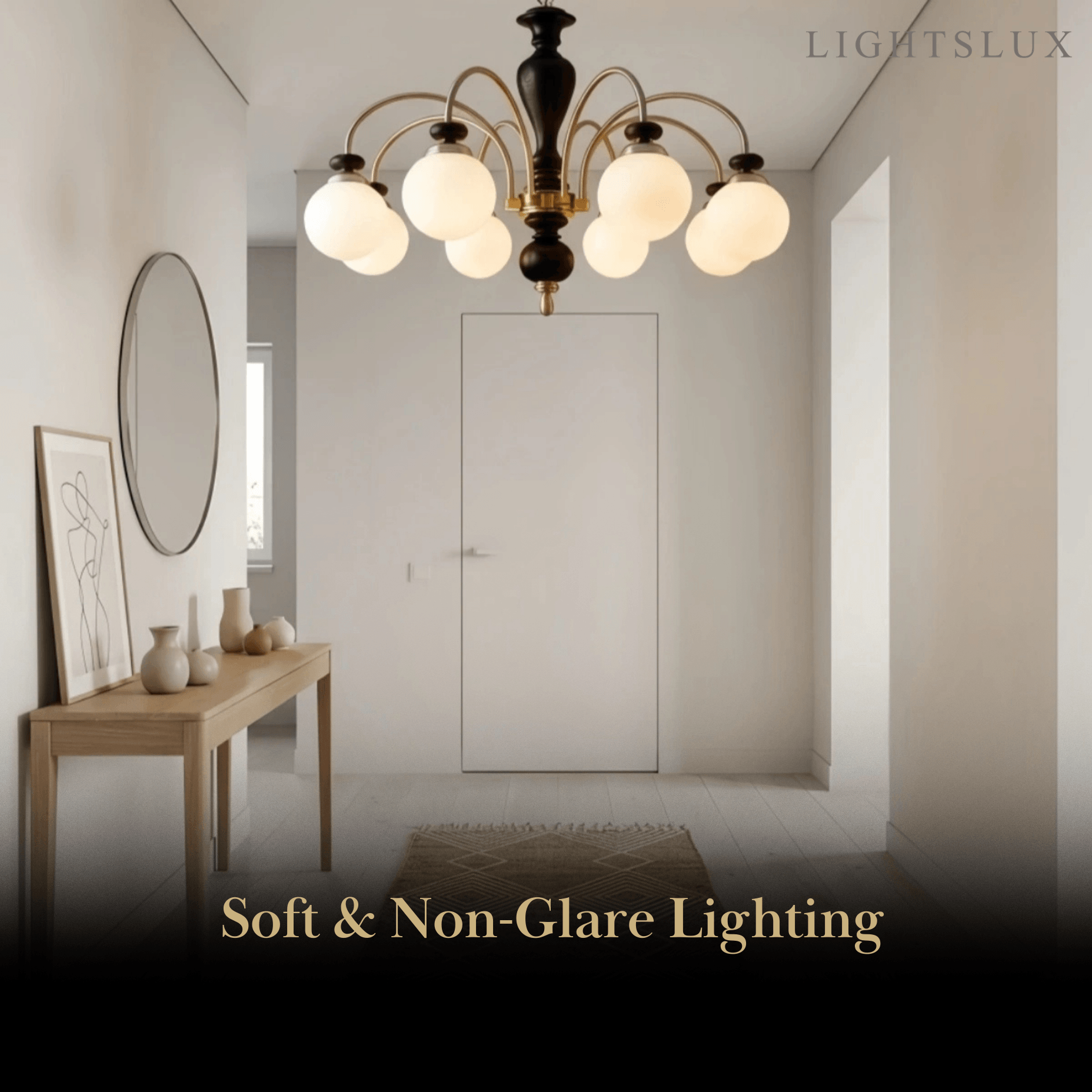 Velora Classic Wood & Glass Chandelier