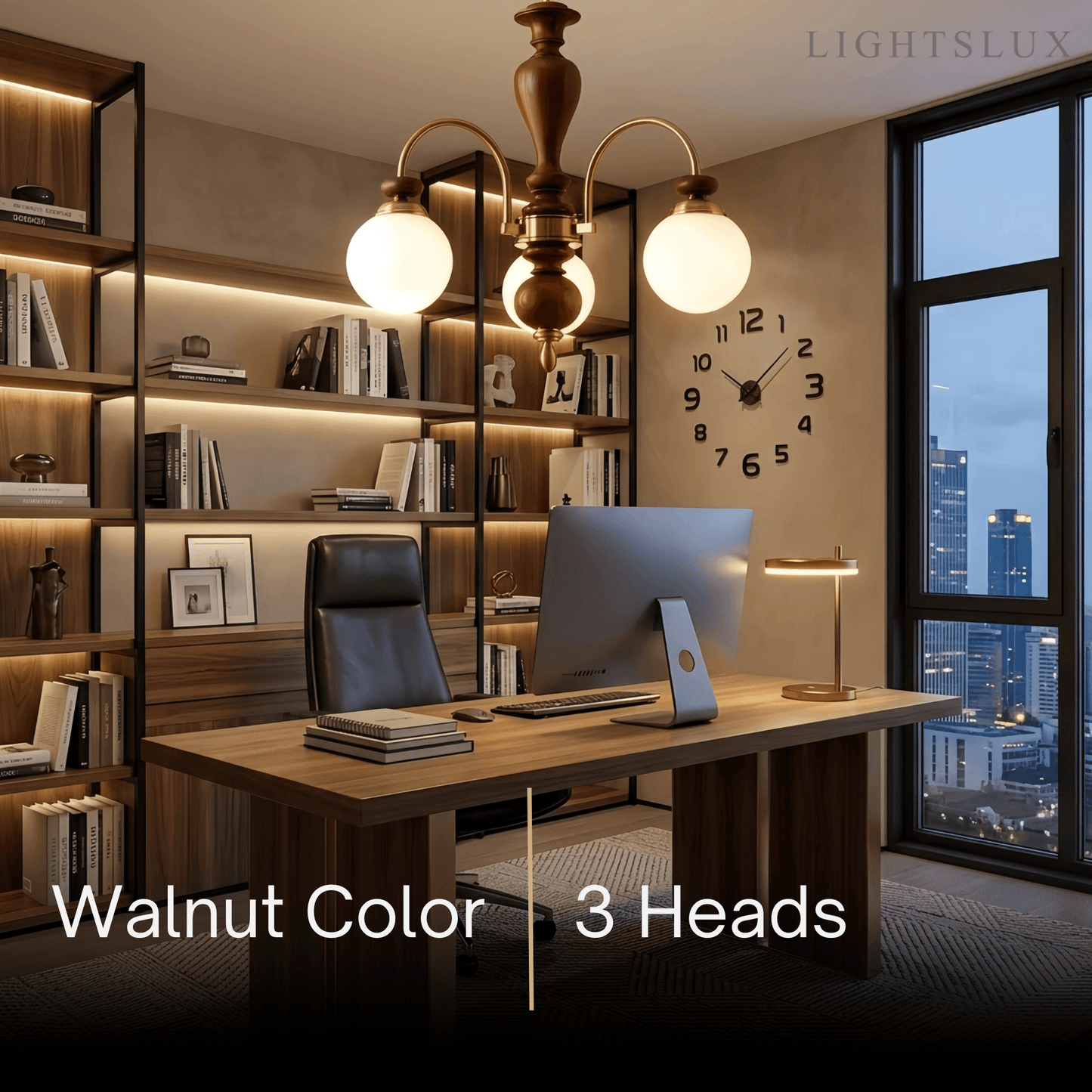 Velora Classic Wood & Glass Chandelier
