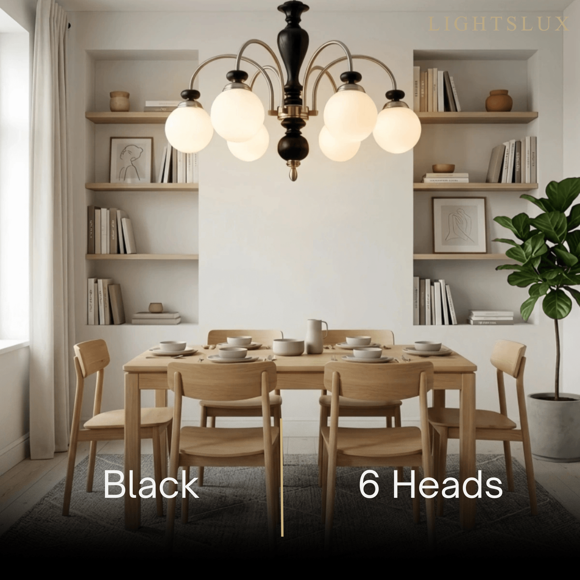 Velora Classic Wood & Glass Chandelier