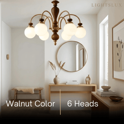 Velora Classic Wood & Glass Chandelier