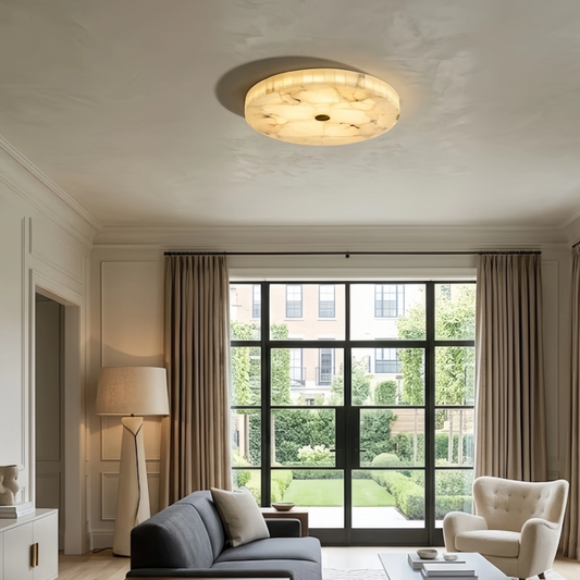 Alba Moderne runde Deckenleuchte – Alabaster-LED für Esszimmer