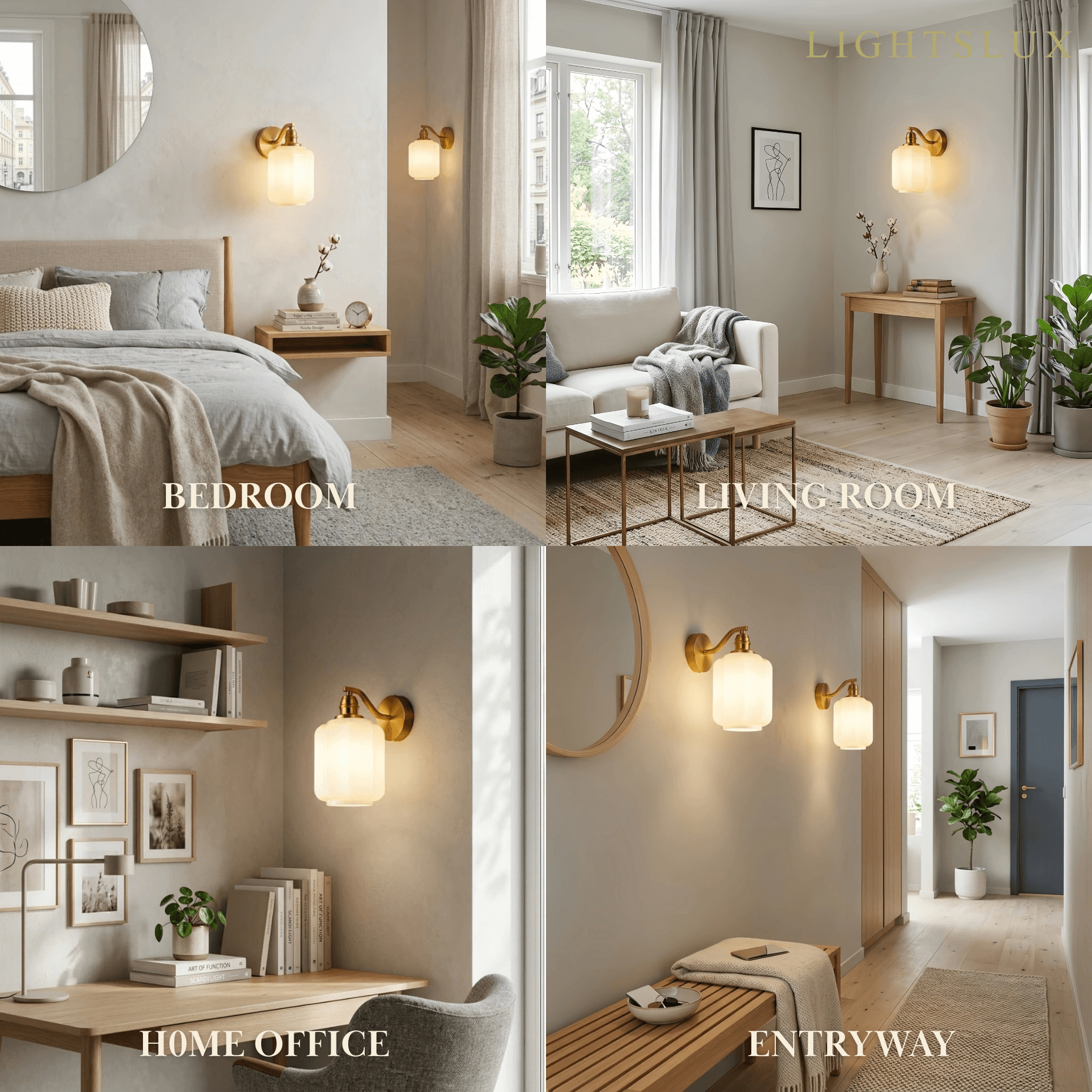 Modern Glass Wall Lamp — Metal Frame 