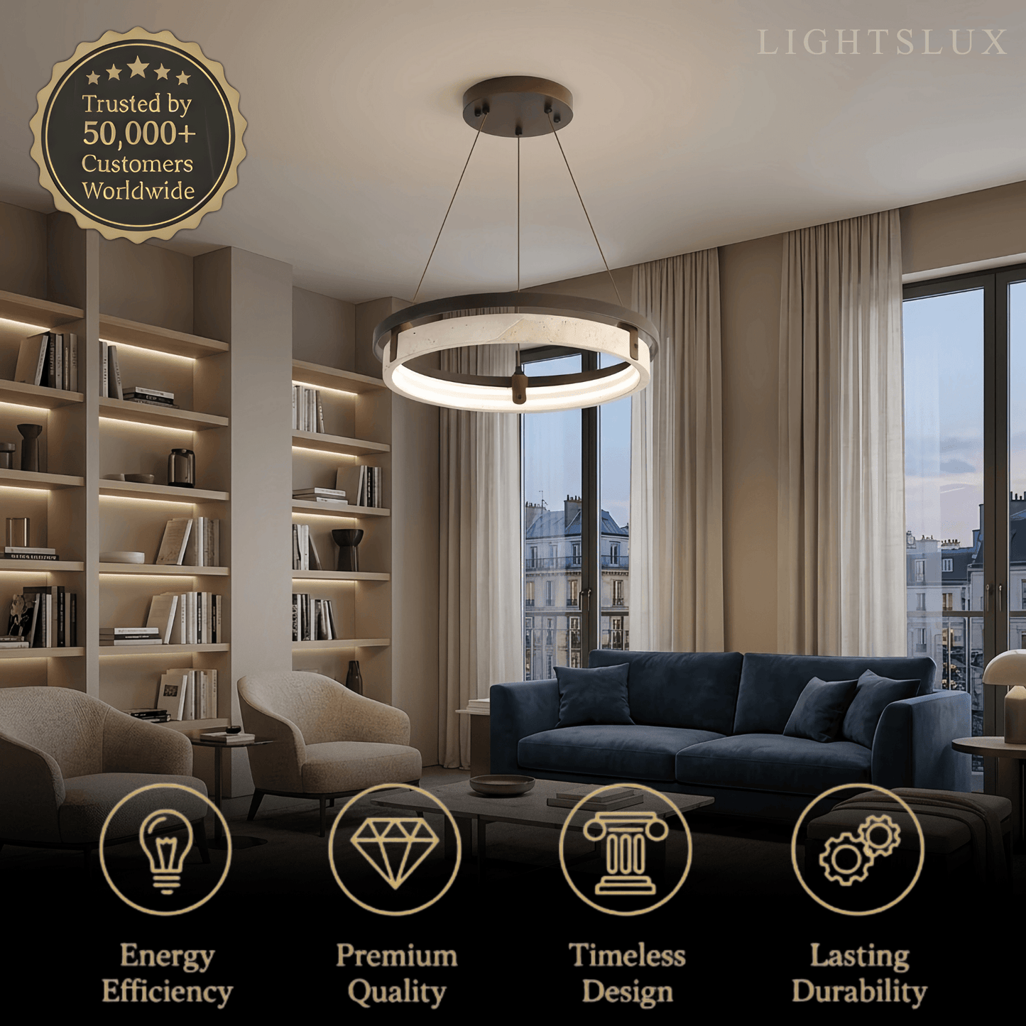 Modern Travertine Pendant Light