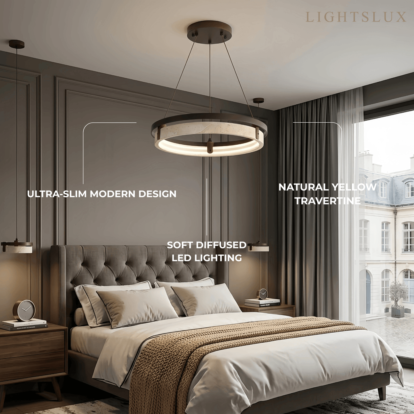 Modern Travertine Pendant Light