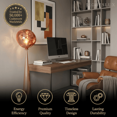 Contemporary Floor Lamp – Distorted Spherical Metal & Acrylic
