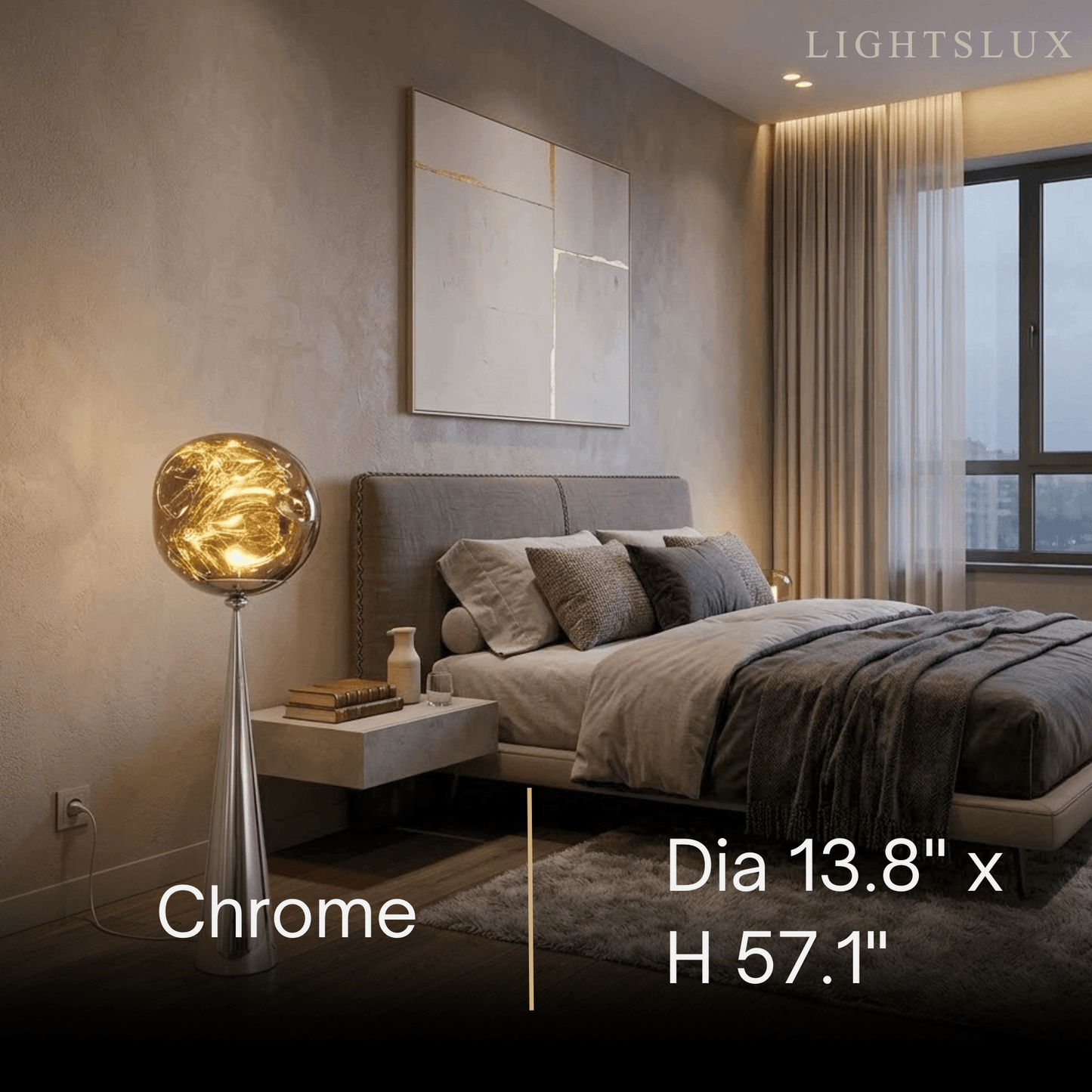 Contemporary Floor Lamp – Distorted Spherical Metal & Acrylic
