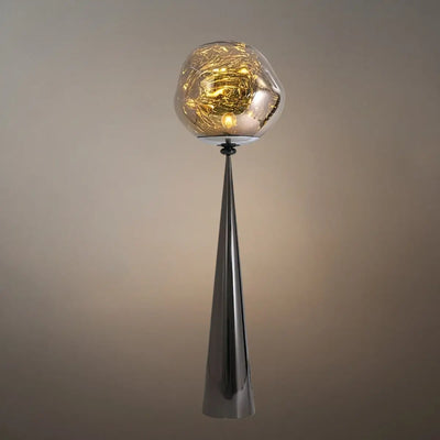 Contemporary Floor Lamp – Distorted Spherical Metal & Acrylic