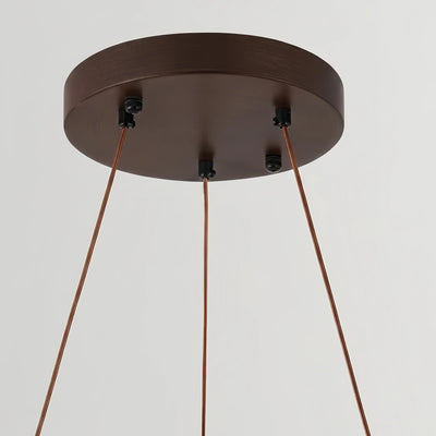 Minimalist Ring Chandelier – Travertine & Wood Walnut Beige