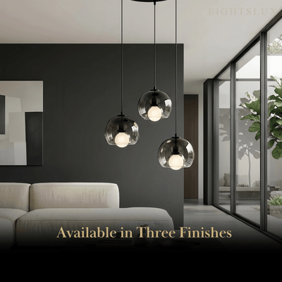  Minimalist Glass Pendant Light – Metal Clear Smoke Cognac