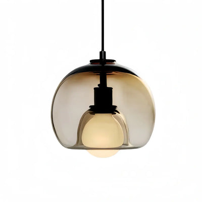  Minimalist Glass Pendant Light – Metal Clear Smoke Cognac