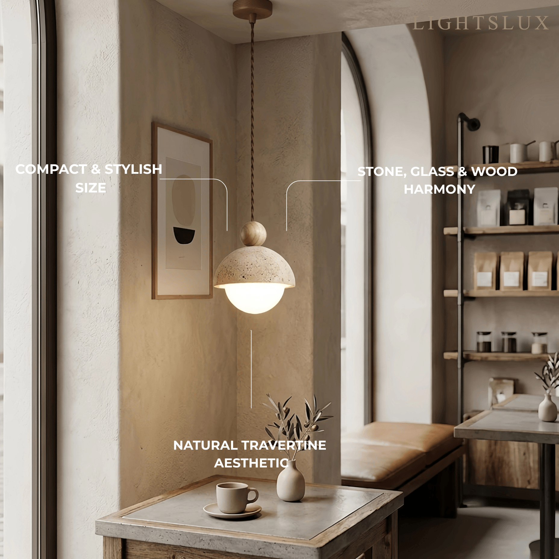 Modern Travertine Pendant Light 