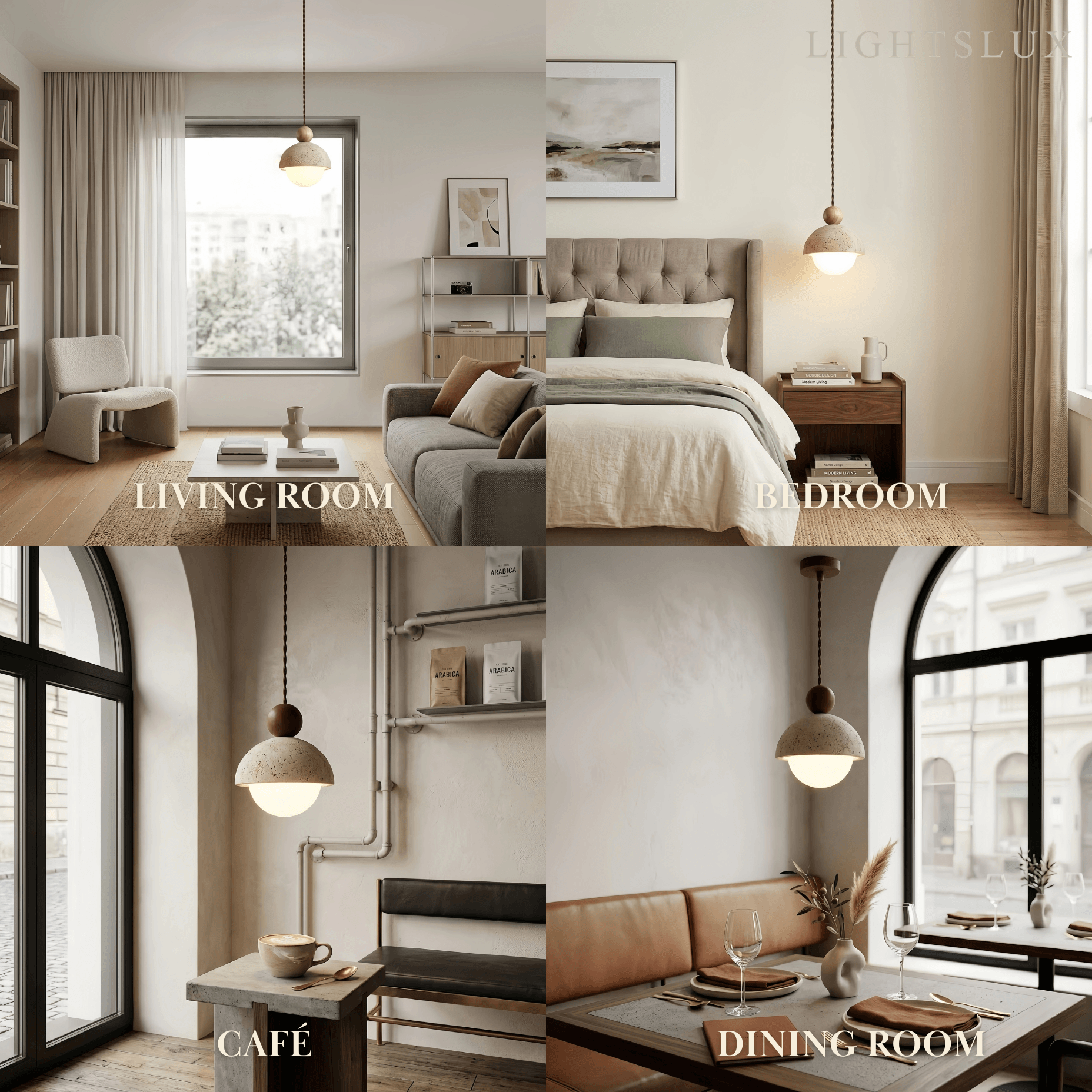 Modern Travertine Pendant Light 