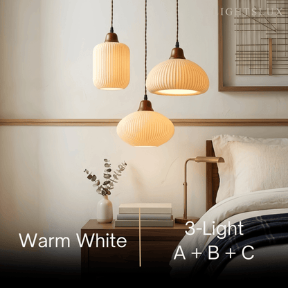 Contemporary Dome Pendant Light – Metal & Ceramic White 