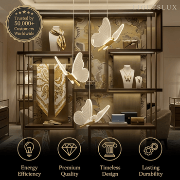 Modern Light‑Luxury Pendant Light — Metal & Acrylic with Butterfly Design
