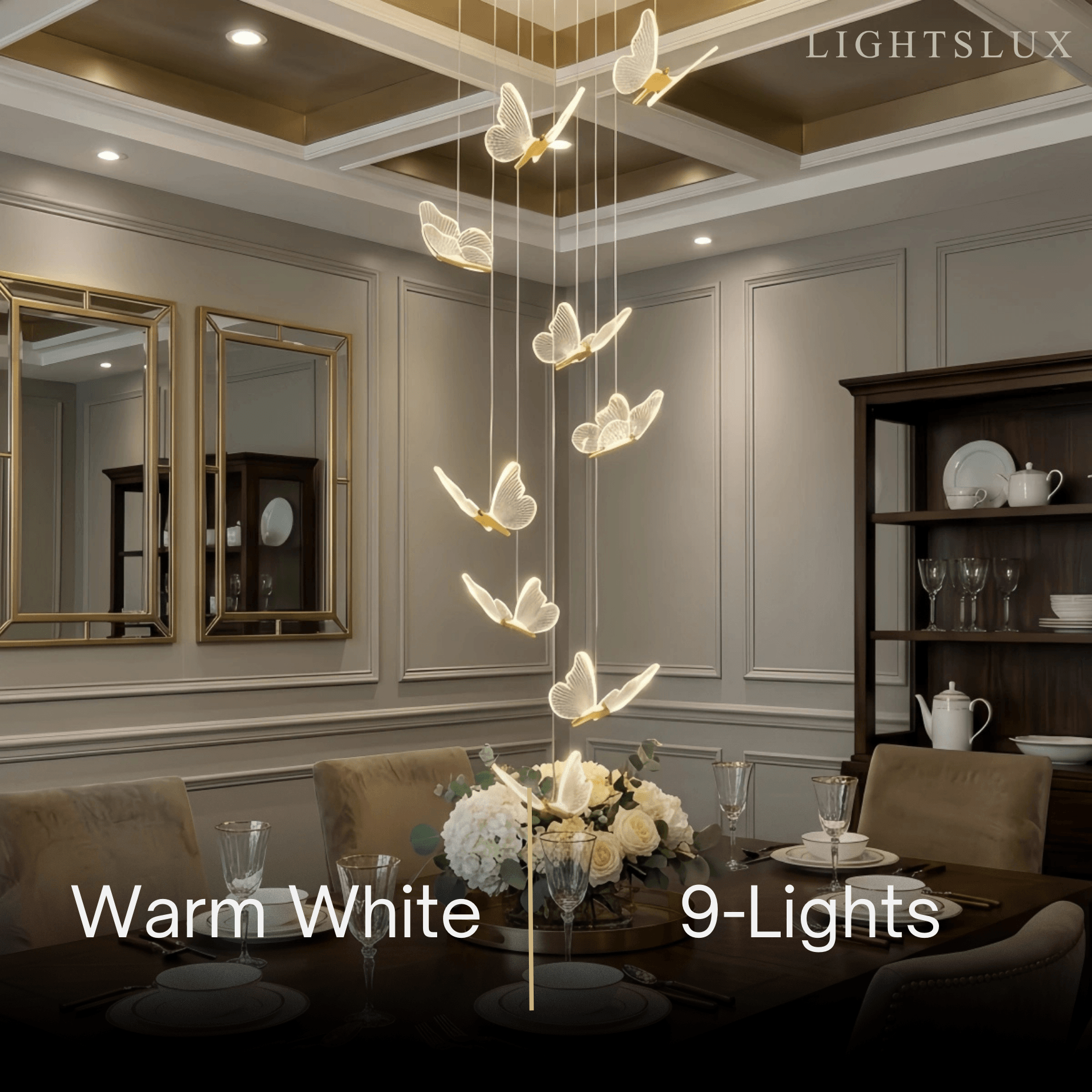 Modern Light‑Luxury Pendant Light — Metal & Acrylic with Butterfly Design