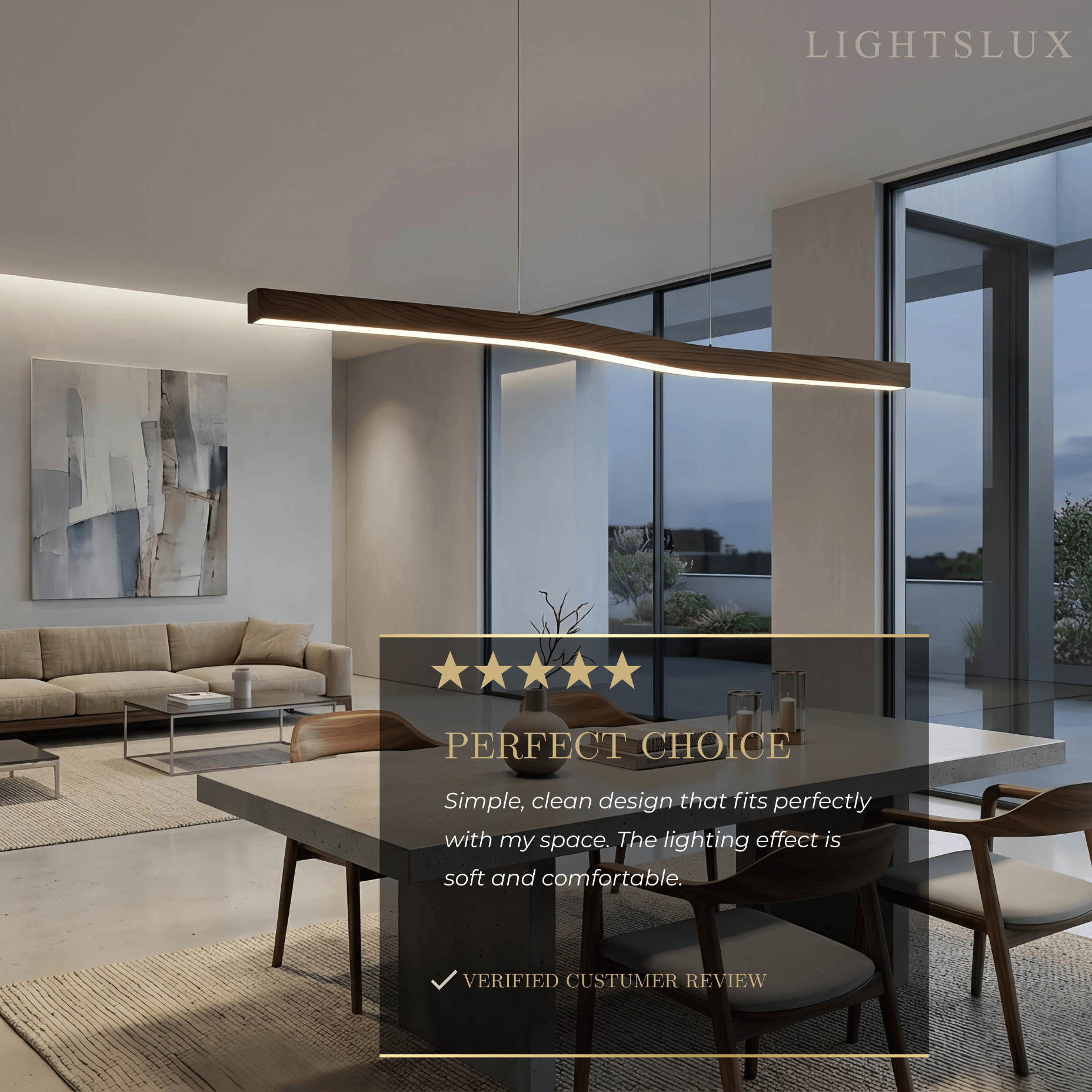 Modern Linear Pendant Light — Metal & Acrylic with Black & Dark Wood