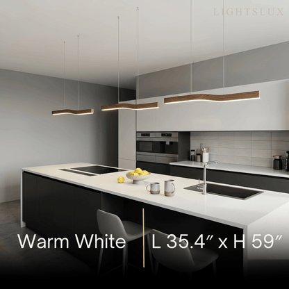 Modern Linear Pendant Light — Metal & Acrylic with Black & Dark Wood