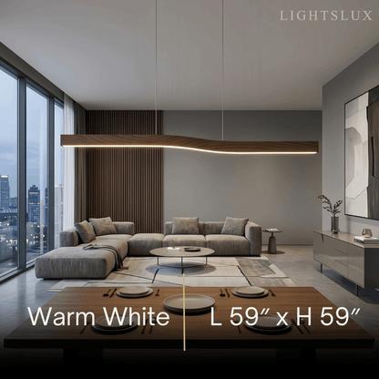 Modern Linear Pendant Light — Metal & Acrylic with Black & Dark Wood