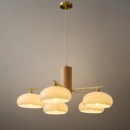 Modern Wood & Glass Chandelier 