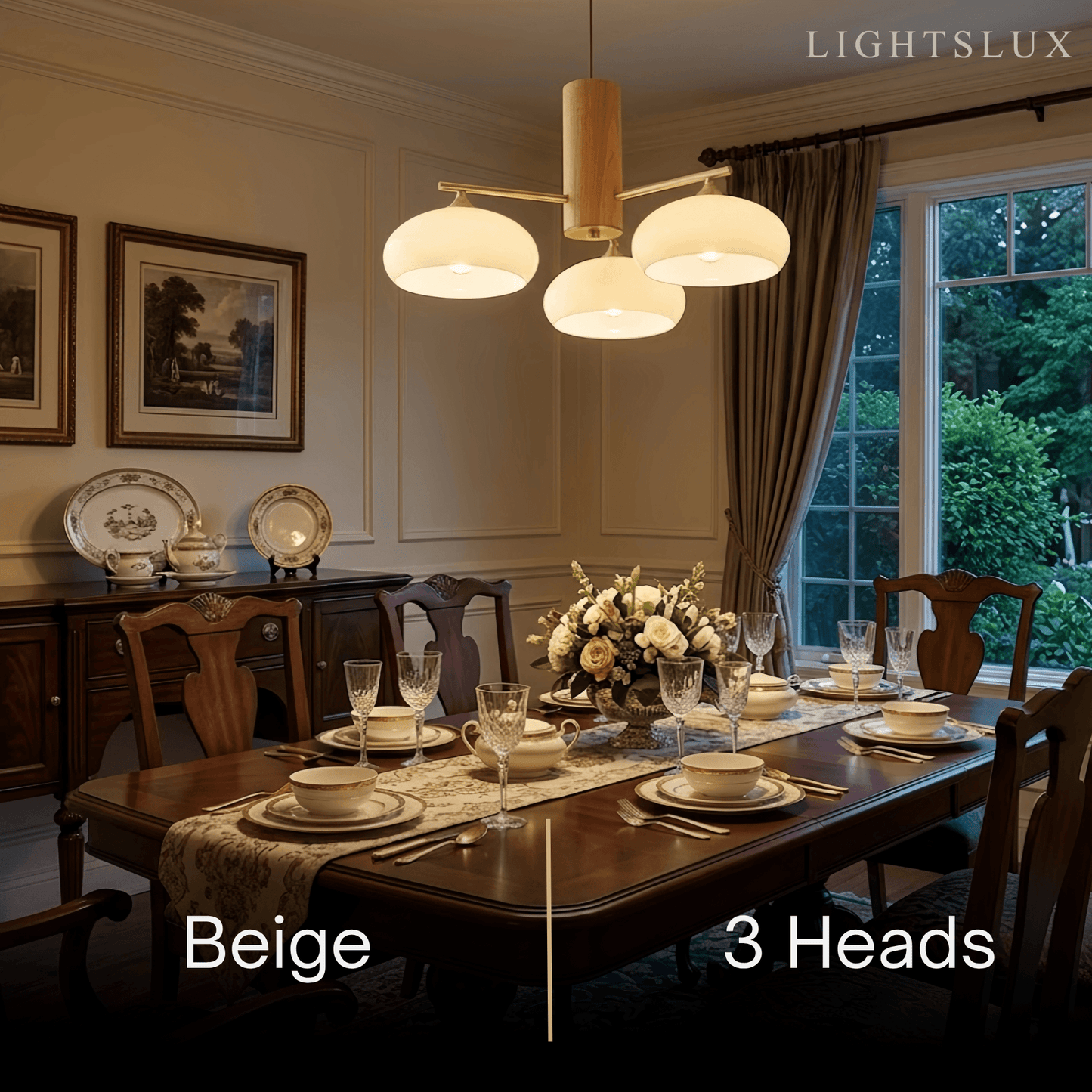 Modern Wood & Glass Chandelier 