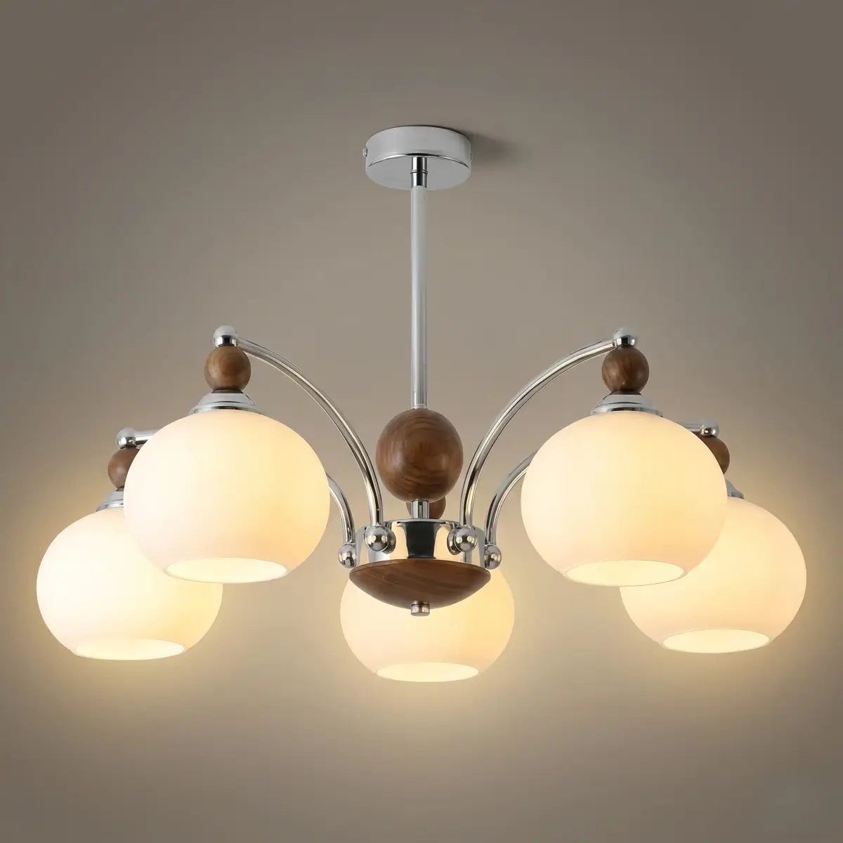 Contemporary Chandelier -- Glass & Iron & Wood for Dining Room