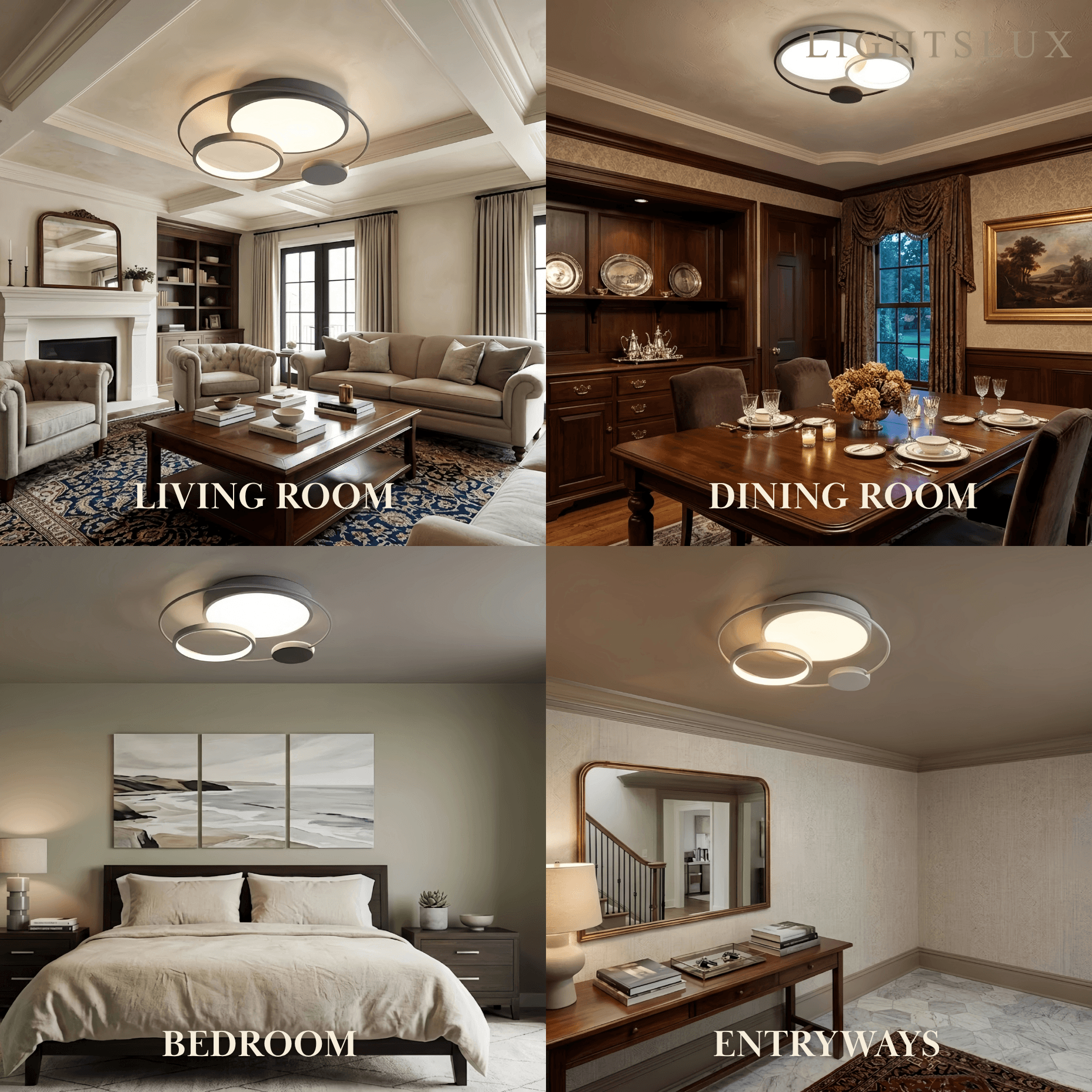 Modern Flush Mount Ceiling Light -- Acrylic Black-White Mix