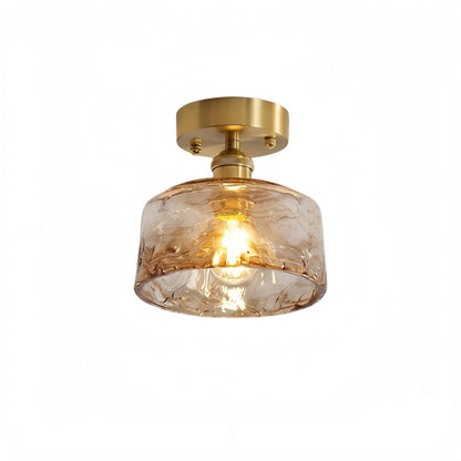 Vintage-Inspired Ceiling Light -- Brass & Amber Glass