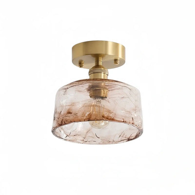 Vintage-Inspired Ceiling Light -- Brass & Amber Glass