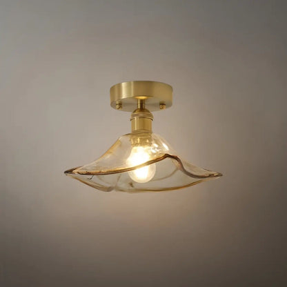 Vintage-Inspired Ceiling Light -- Brass & Amber Glass