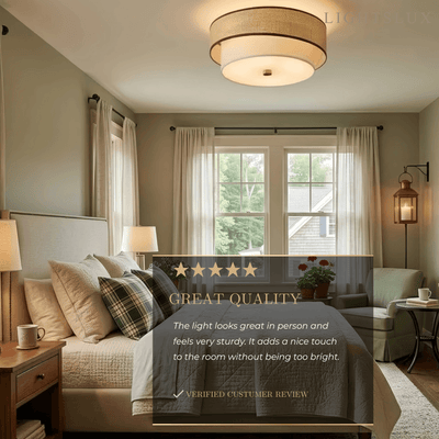 Vivara Natural Rattan & Fabric Ceiling Light 