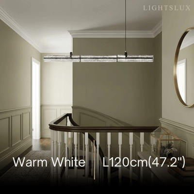 Modern Linear Pendant Light — Metal & Glass for Dining Room Kitchen Island Conference Room Living Room