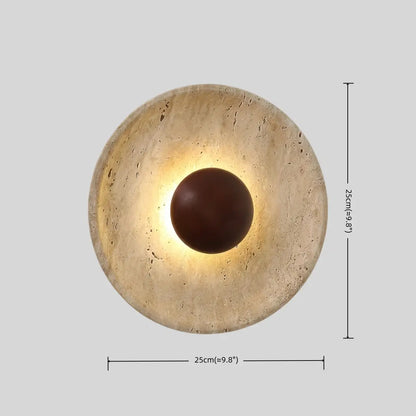 Minimalist Wall Lamp -- Yellow Travertine & Wood