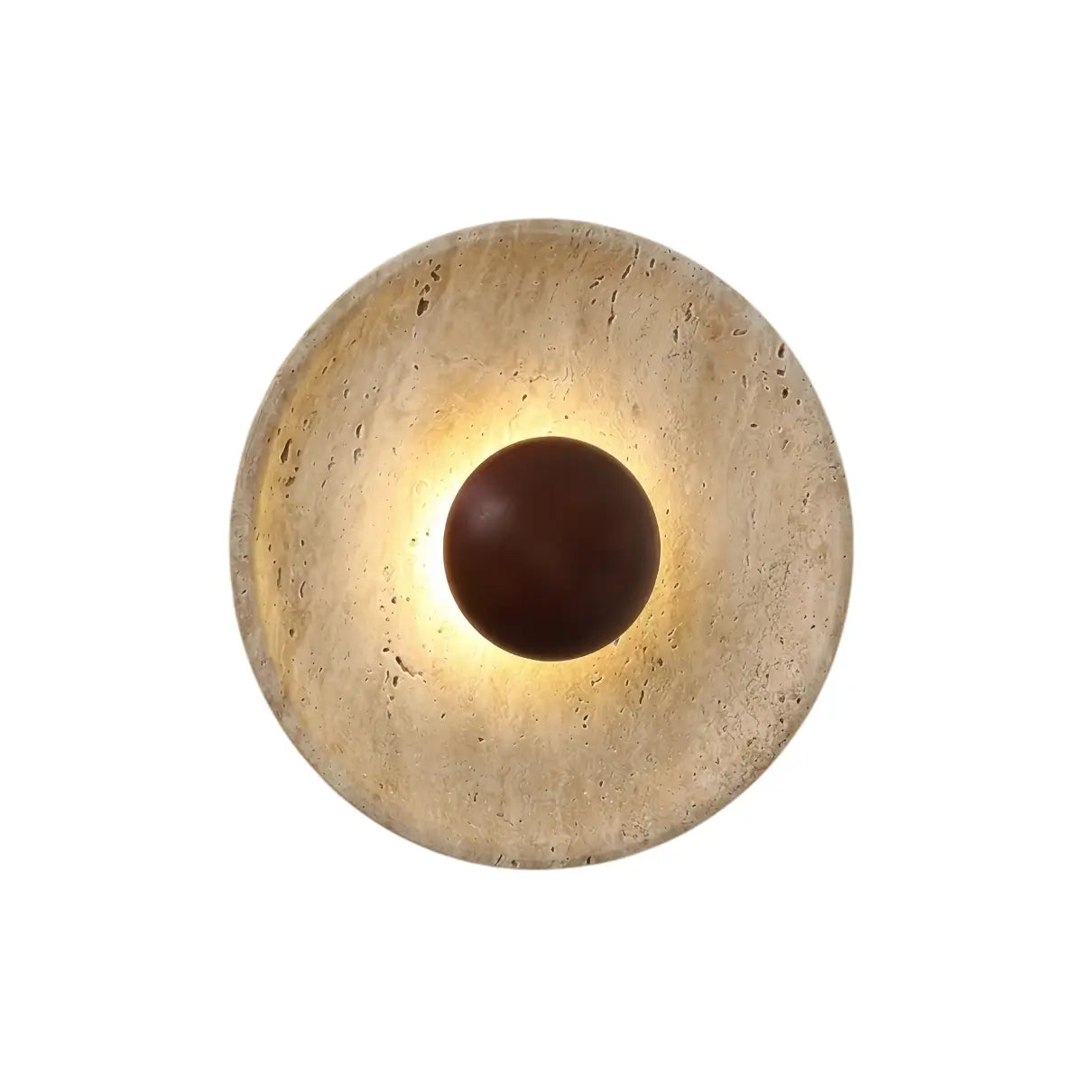 Minimalist Wall Lamp -- Yellow Travertine & Wood