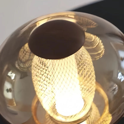 Vivara Vintage Tischlampe – Amberglas & Walnussholz für Schlafzimmer / Nachttisch