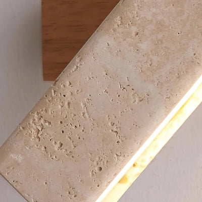 Strata Minimalistische Wandleuchte – Travertin & Holz mit 180° drehbarem Design für Schlafzimmer