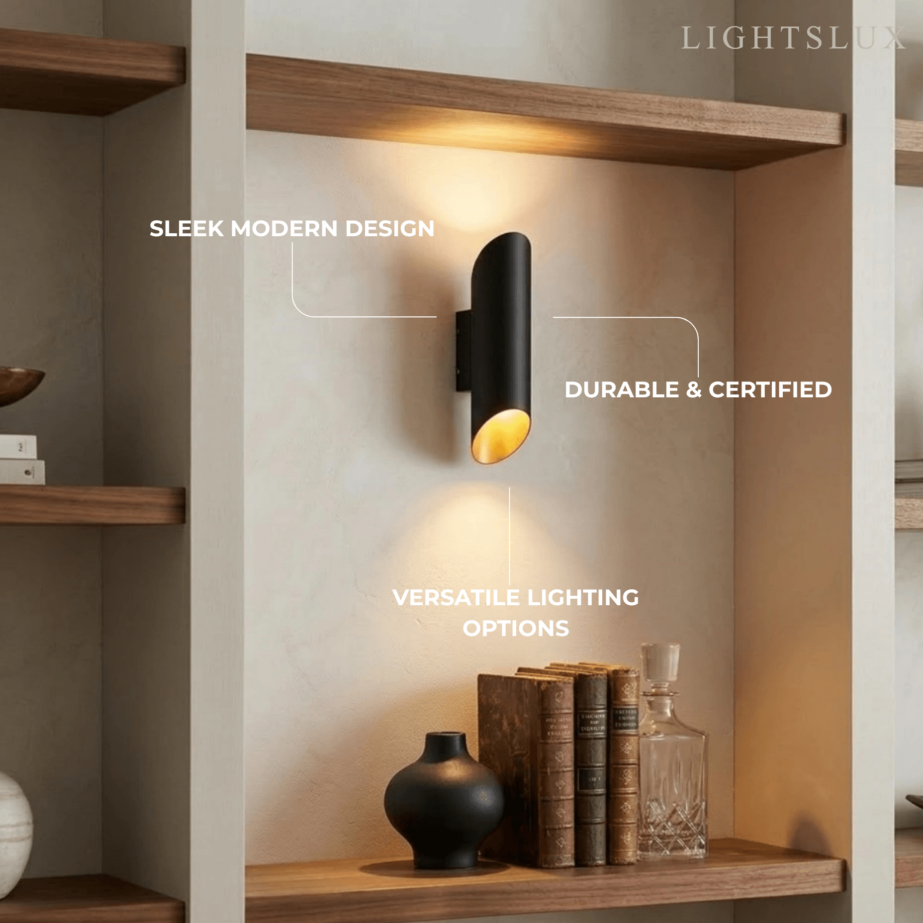 Modern Wall Lamp — Metal & Aluminum Black & Goldba