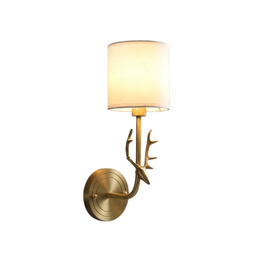 Art Deco Wall Lamp — Brass & Linen White 