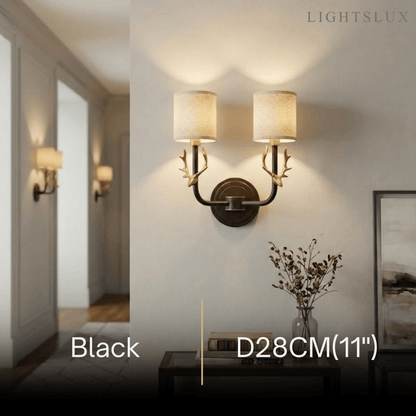 Art Deco Wall Lamp — Brass & Linen White 