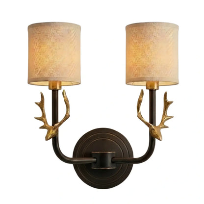 Art Deco Wall Lamp — Brass & Linen White 