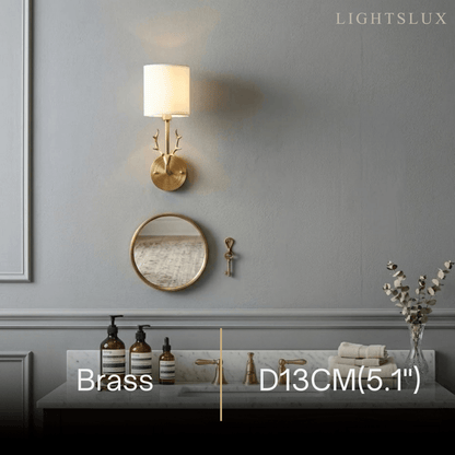 Art Deco Wall Lamp — Brass & Linen White 
