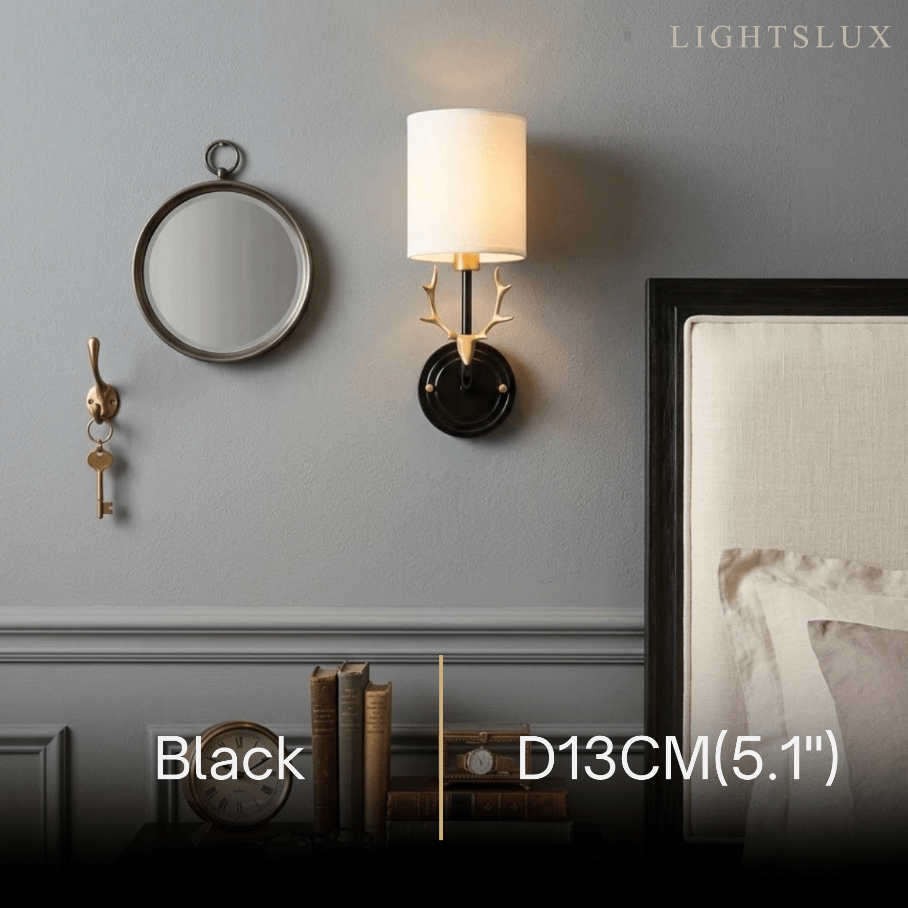 Art Deco Wall Lamp — Brass & Linen White 