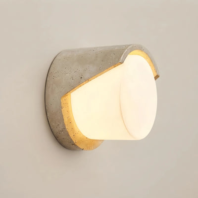 Strata Modern Wall Lamp — Yellow Travertine & Glass White for Indoor